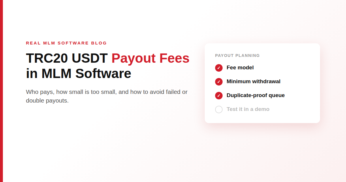 TRC20 USDT Payouts in MLM Software: Fee Planning Guide