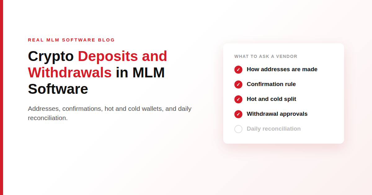 Crypto Deposits and Withdrawals in MLM Software